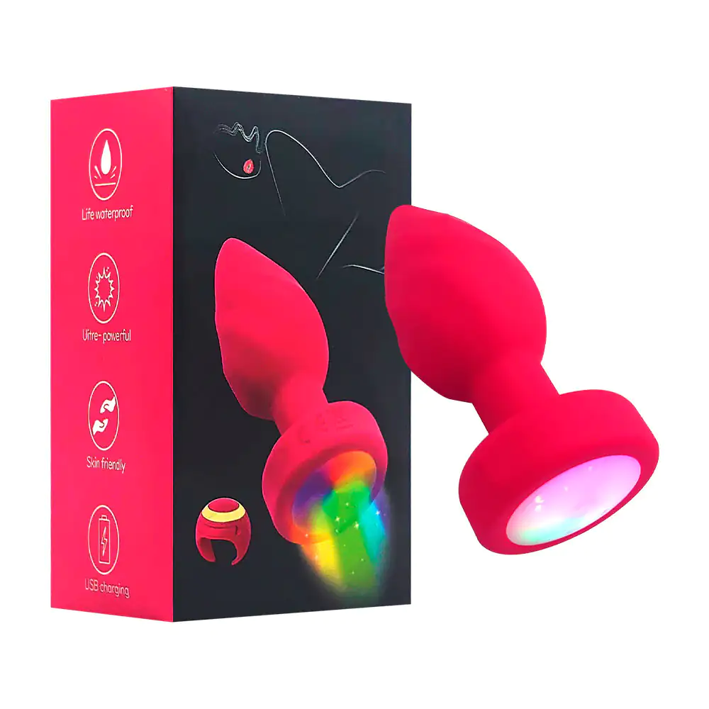 Plug consolador vibrador de plástico con luz rgb, varios modos de vib…