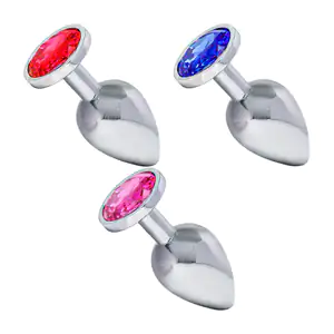 Plug anal consolador, pequeño, metálico con decoración de diamante, v…