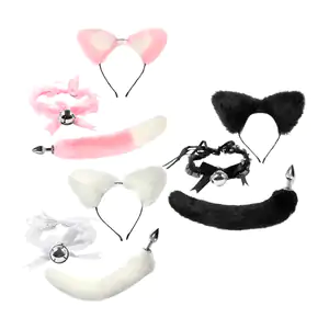 Kit de disfraz sexy de gatita, pezoneras, orejas afelpadas, cola plug…