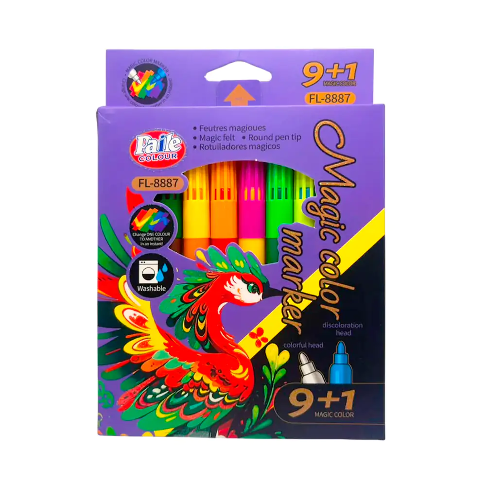 Paquete con 10 marcadores - plumones mágicos, variedad de colores