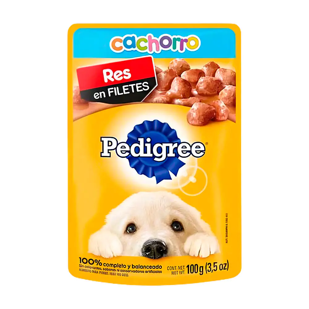 1pz alimento húmedo pedigree para perros cachorros sabor res en filet…
