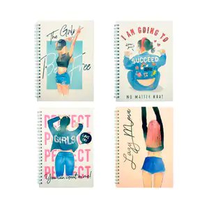 Cuaderno - libreta de raya con doble espiral y estampado vintage, var…