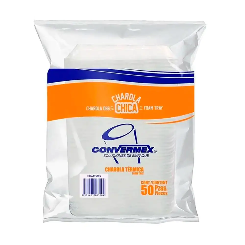 Paquete convermex con 50pz de charola-plato #066, chica térmica / 286…