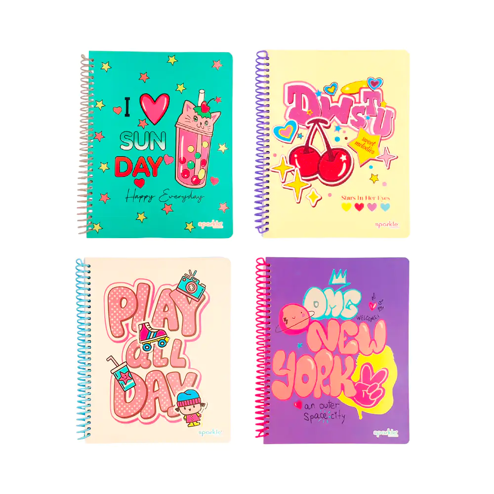 Cuaderno profesional de 100 hojas con espiral de plástico, variedad de estampados / cdpr100p2
