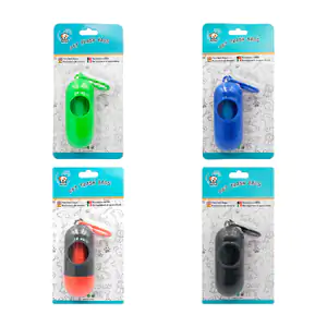 Blister con 1 rollo de bolsa para mascotas + llavero dispensador cilí…