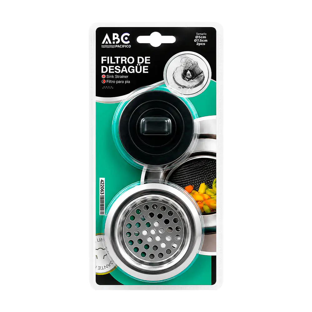 Blíster con filtro para desagüe de malla con contorno de acero inoxid…