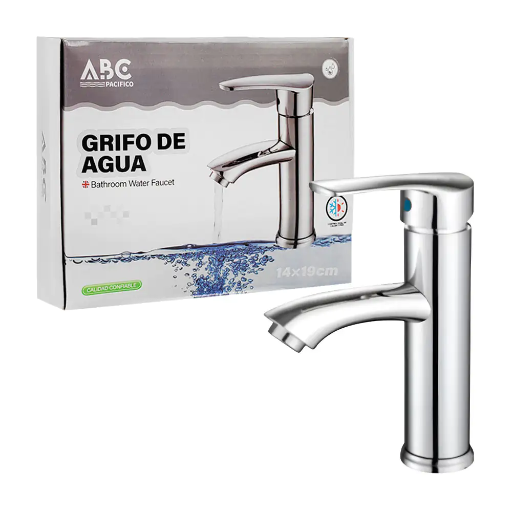 Grifo - monomando curvo de acero inoxidable para lavabo, 14x19cm / 42…