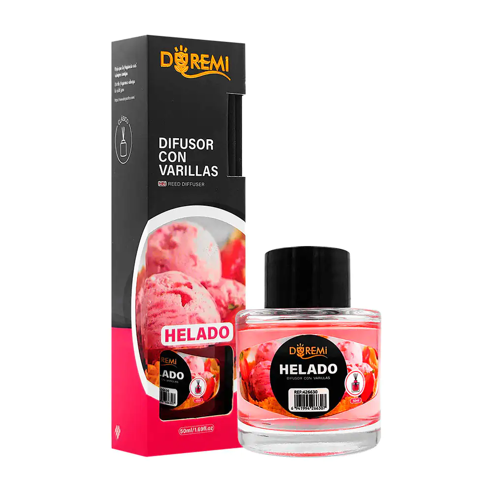 Aromatizante - difusor con varillas en frasco de 50ml, aroma a helado…