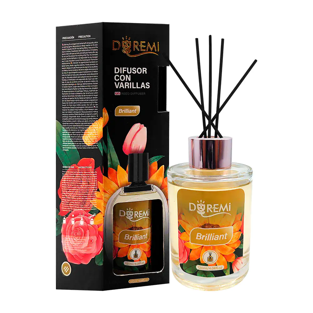 Aromatizante - difusor con varillas en frasco de 120ml, aroma brillia…
