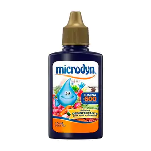 Gotero microdyn con solución desinfectante de 15ml para alimentos