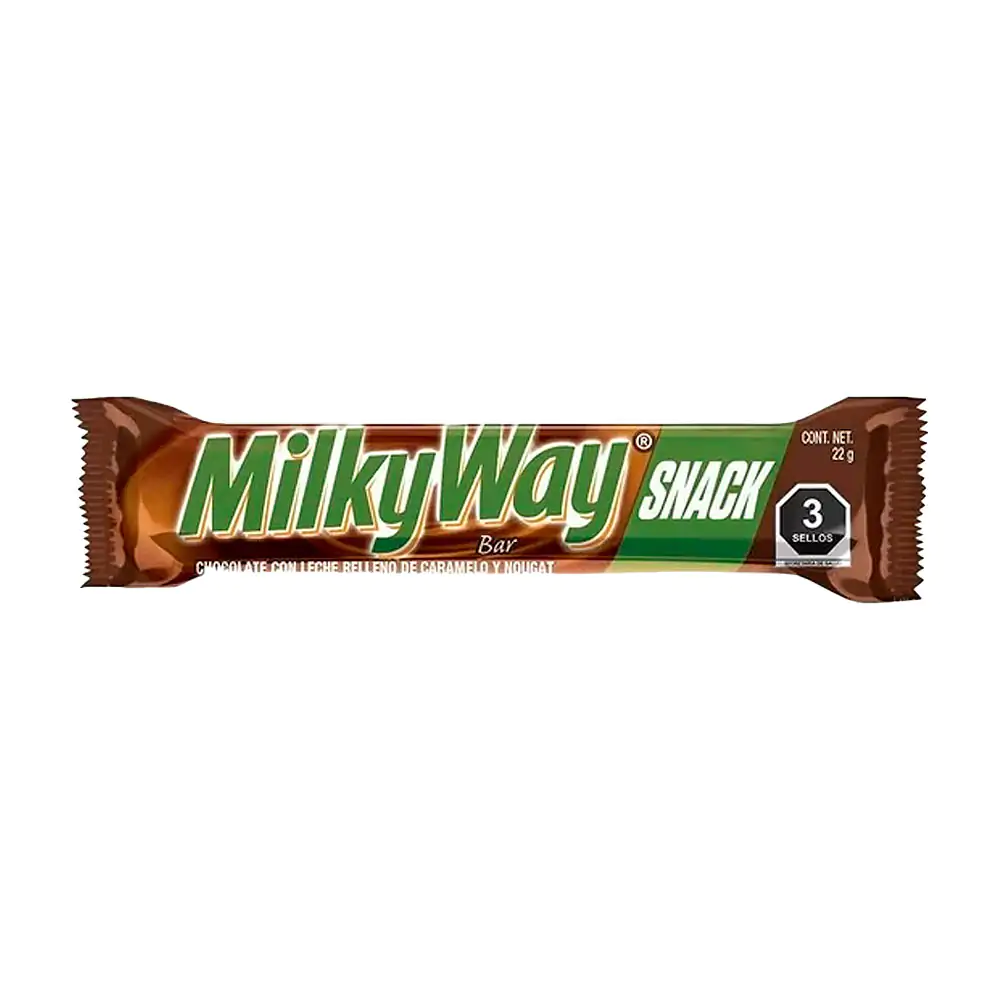 1pza barra de chocolate milkyway rellena de caramelo y nougat, 22g / 502652