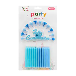 Blíster reino fiesta con 12 velas decorativas para cumpleaños en colo…