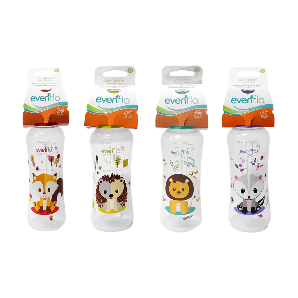 Biberón evenflo libre de bpa, 240ml con estampado, variedad de modelo…