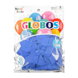 Paquete reino fiesta con 50 globos de látex en color azul marino de 9…