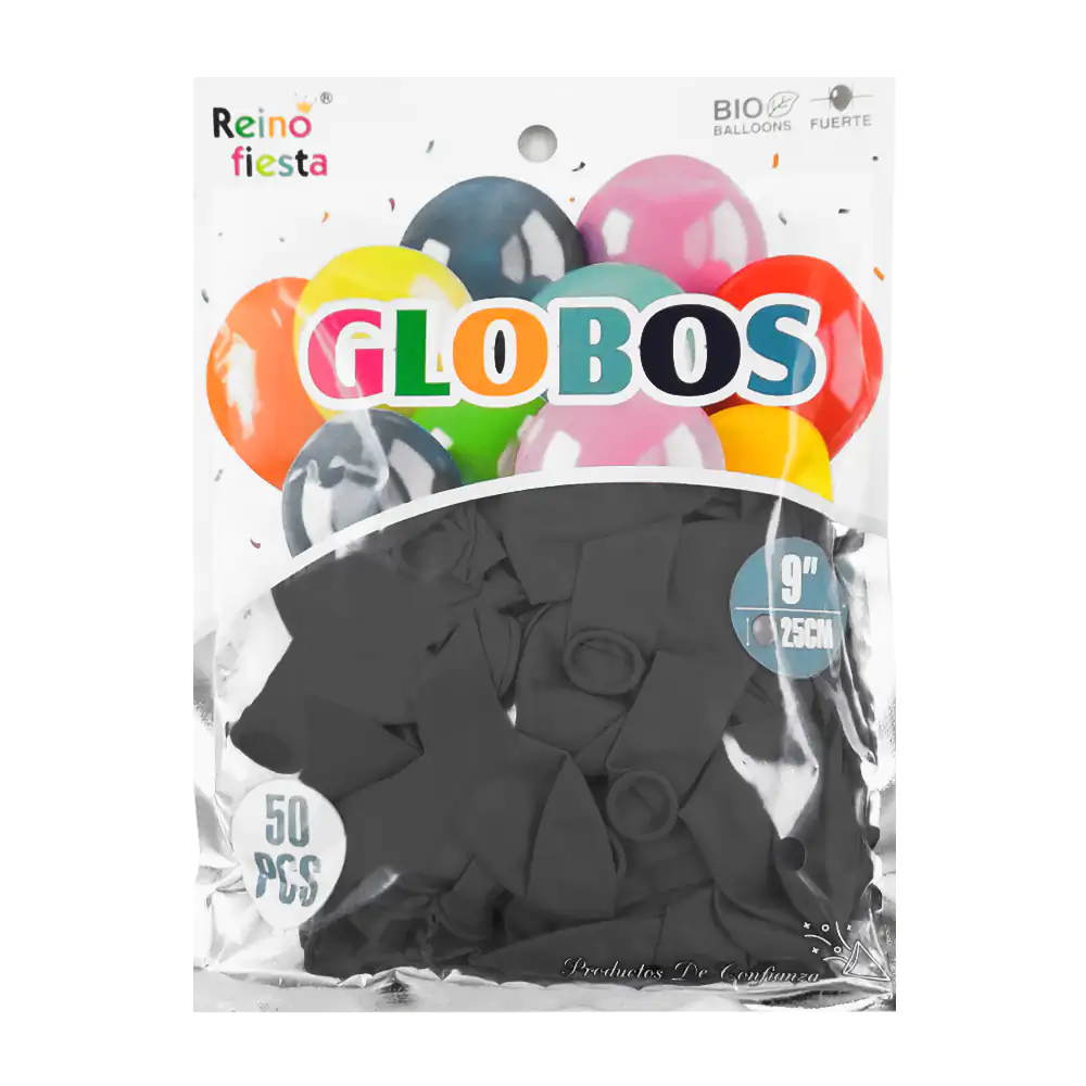 Paquete reino fiesta con 50 globos de látex en color negro de 9 pulga…