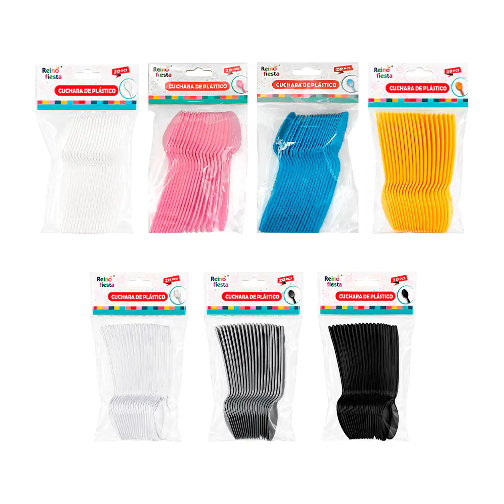 Paquete con 20 cucharas pequeñas de plástico lisas, para fiesta, vari…