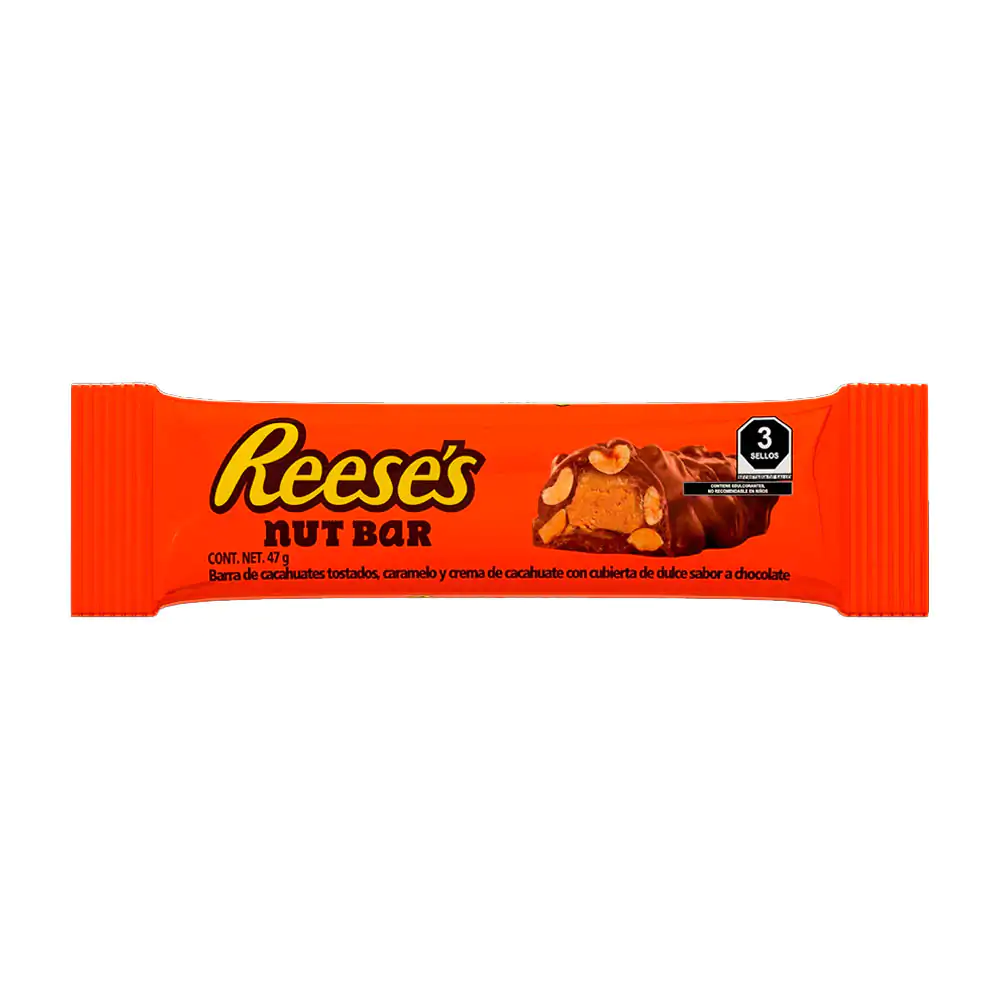 1pza reeses nut bar, Barra de Chocolate con Cacahuate y Caramelo, Sab…