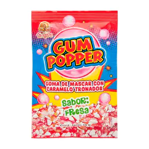 1pza gum popper tinajita goma de mascar con caramelo tronador sabor f…