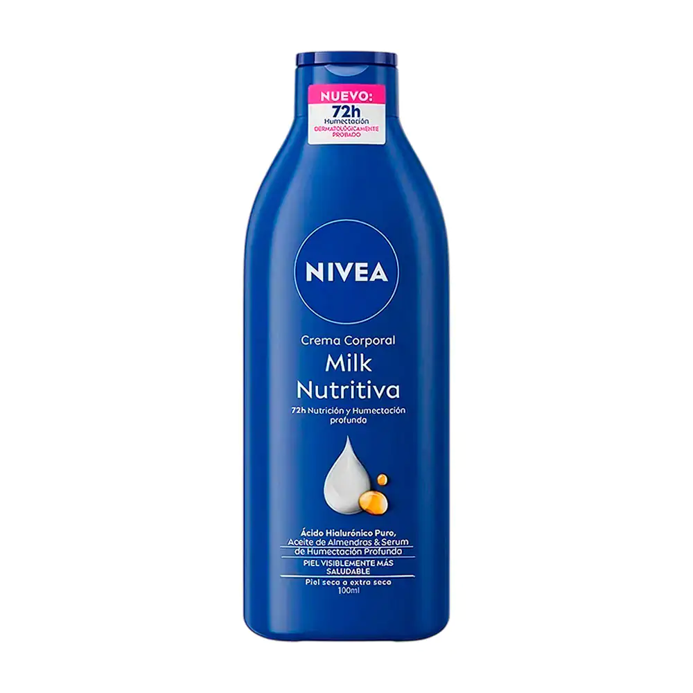 Crema corporal nivea milk nutritiva para piel seca y extra seca, 100m…
