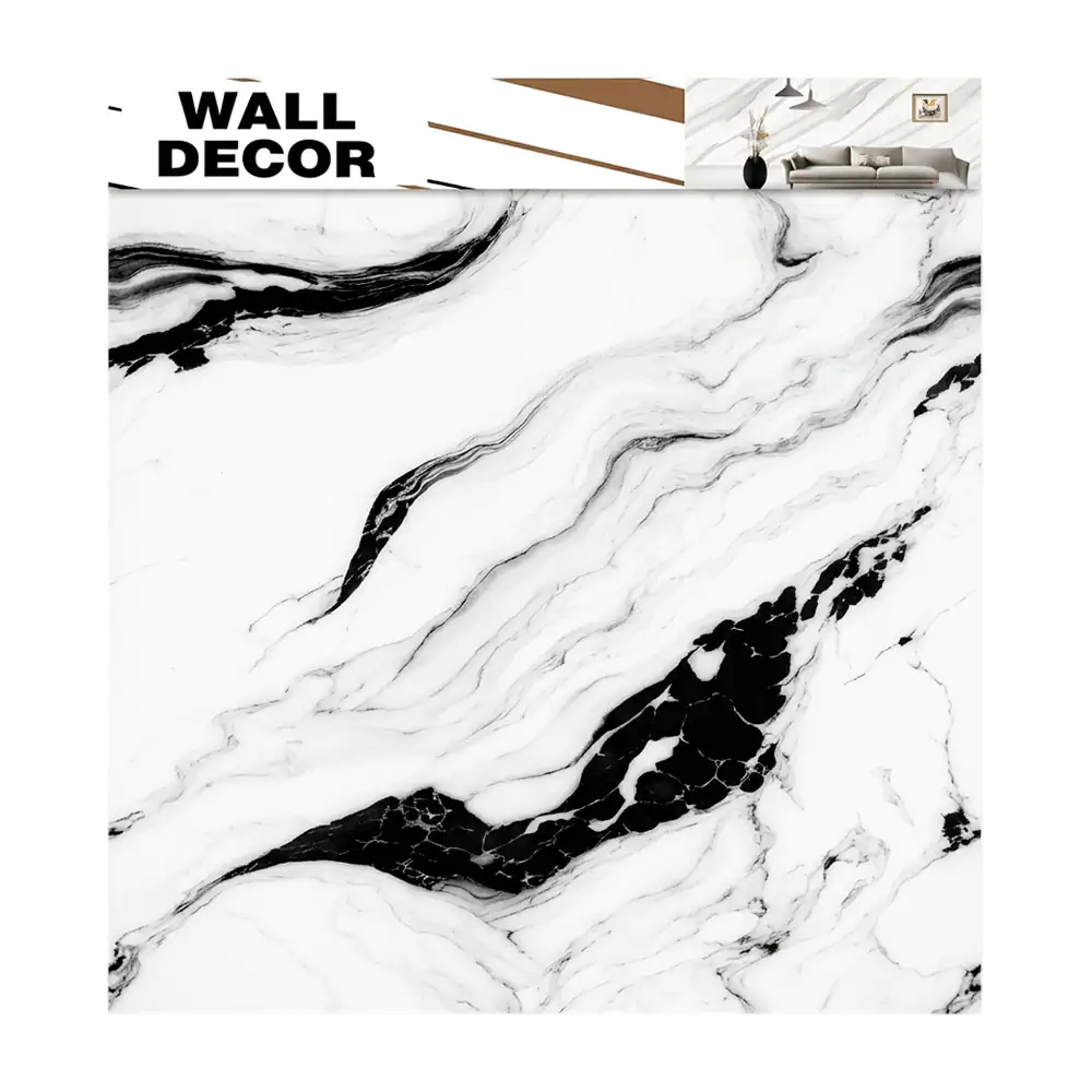 Paquete con 5 láminas de papel tapiz con diseño de mármol blanco-negr…