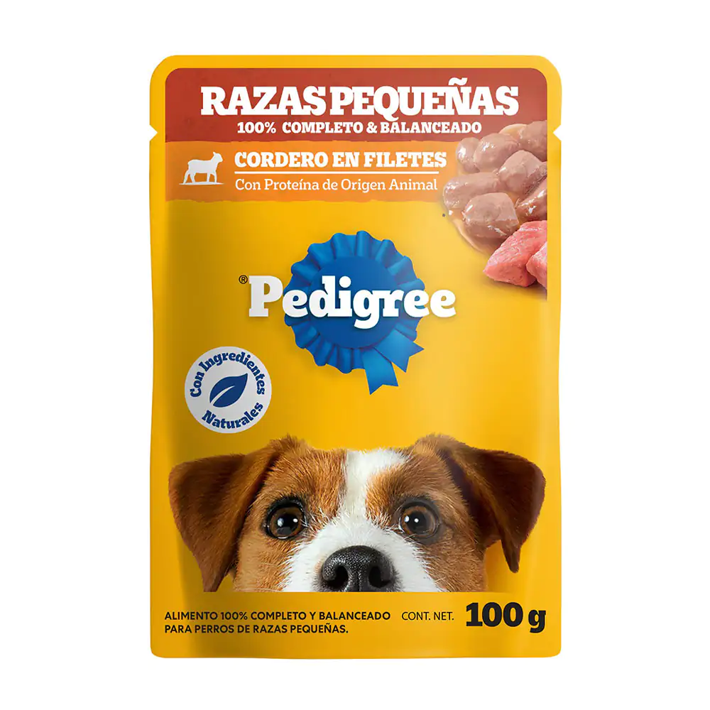 1pz alimento húmedo pedigree sabor cordero en filetes para razas pequ…