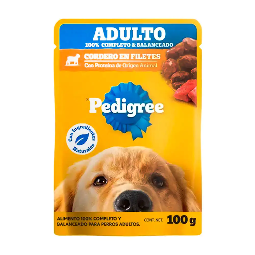 1pz alimento húmedo pedigree sabor cordero en filetes para perros adu…