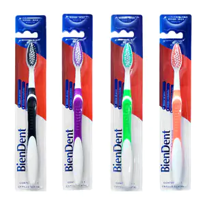 1pz cepillo de dientes biendent para adultos con cerdas medias, varie…