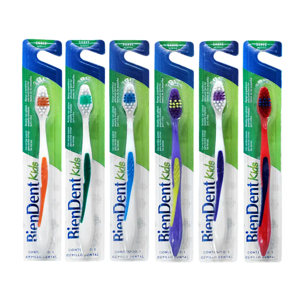 1pz cepillo de dientes biendent para niños con cerdas suaves, varieda…