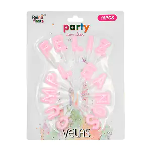 Blíster reino fiesta con 15 velas para cumpleaños con diseño de letra…