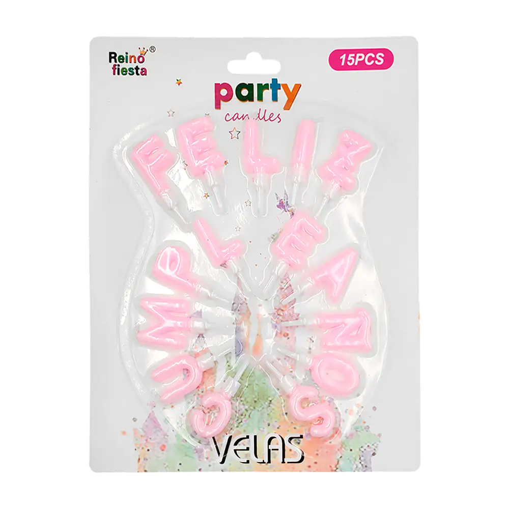 Blíster reino fiesta con 15 velas para cumpleaños con diseño de letra…
