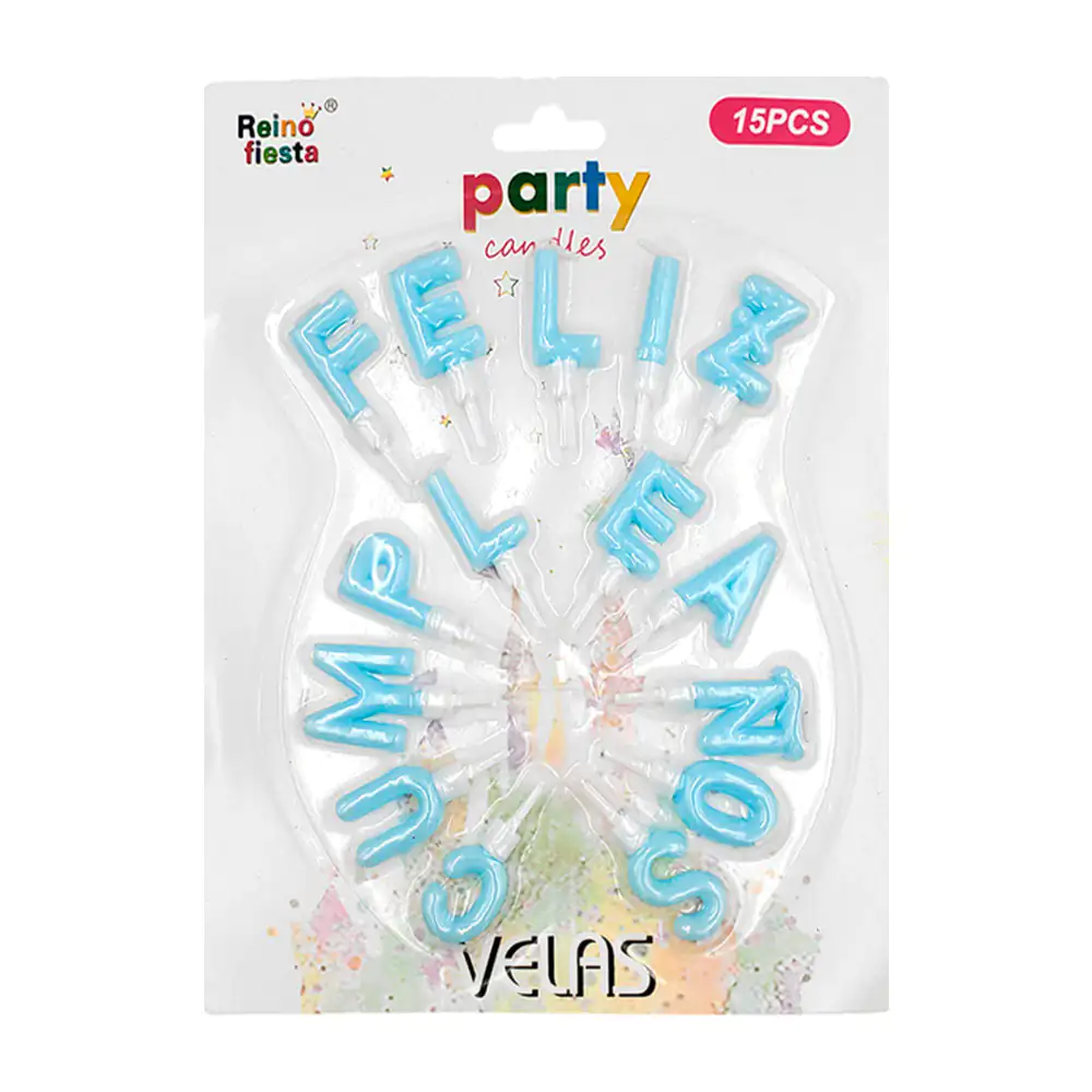 Blíster reino fiesta con 15 velas para cumpleaños con diseño de letra…