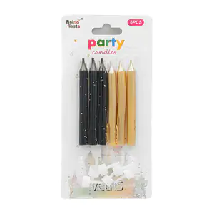 Blíster reino fiesta con 6 velas para cumpleaños con base, variedad d…