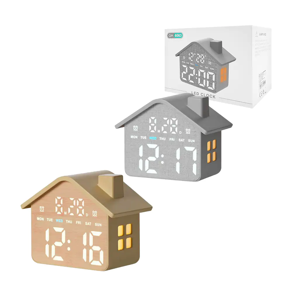 Reloj despertador digital con luz led en forma de casa, variedad de c…