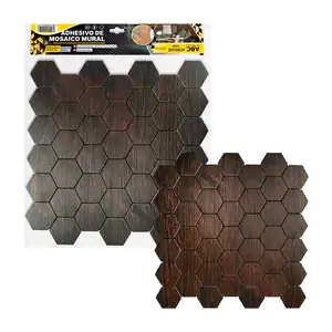 Paquete con 6 laminas para pared, 30x30cm efecto panal de abeja y mad…