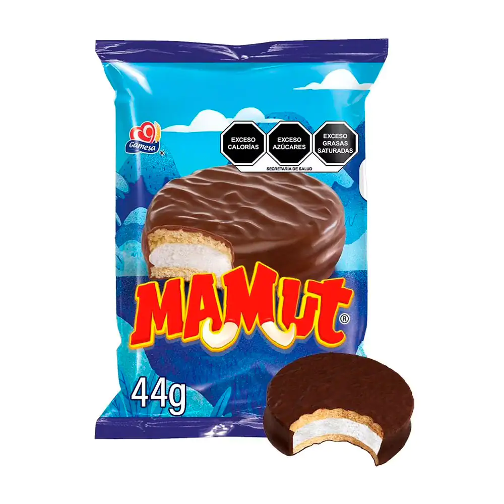 1pz galleta mamut gamesa, malvavisco con galleta cubierta de chocolat…