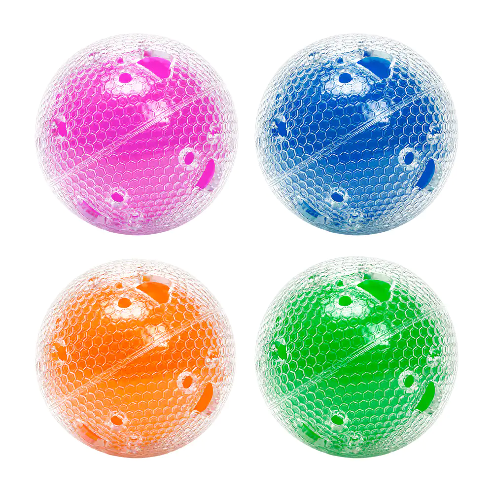 Juguete chillón para mascota en forma de pelota translúcida, diseño d…