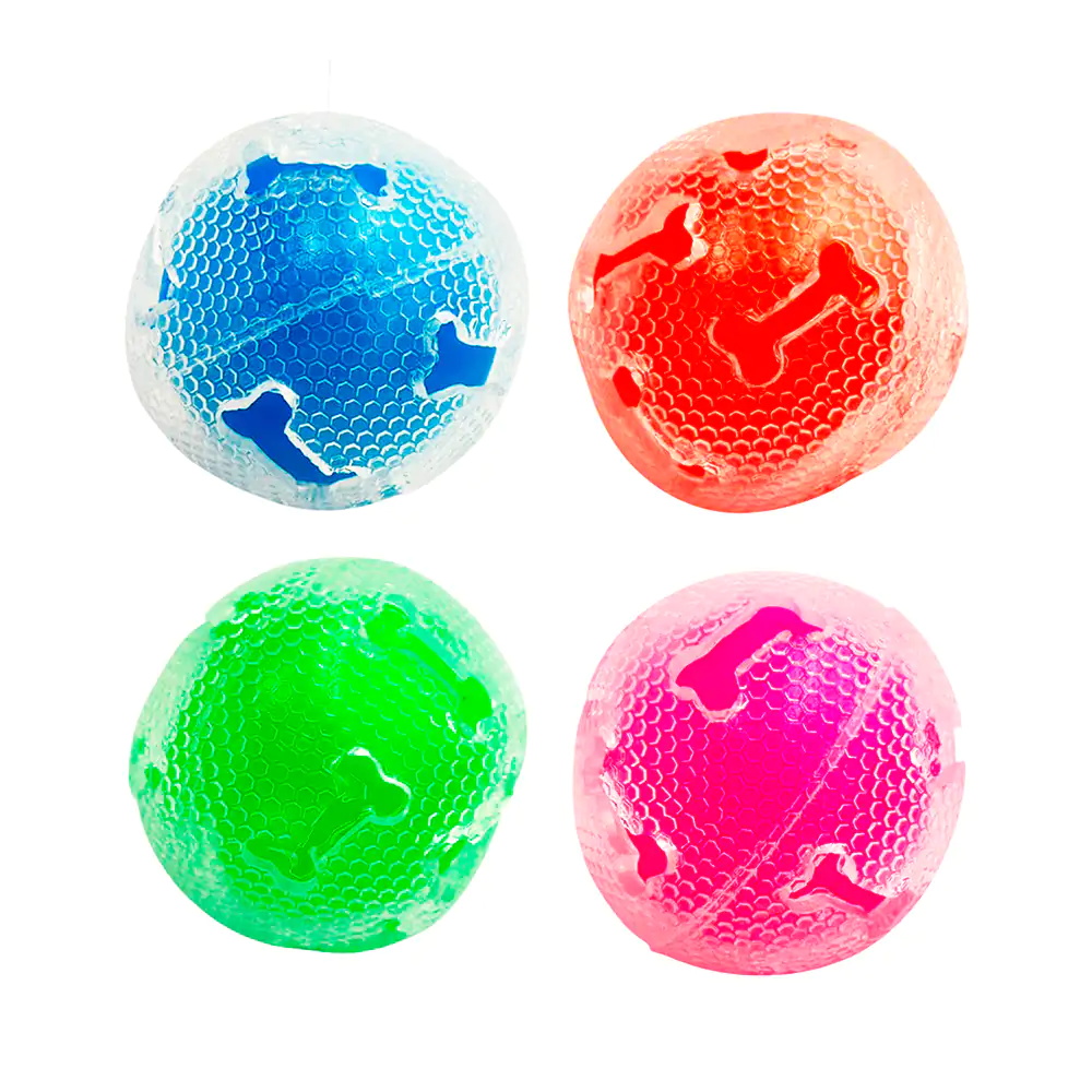 Juguete chillón para mascota en forma de pelota translúcida, diseño d…