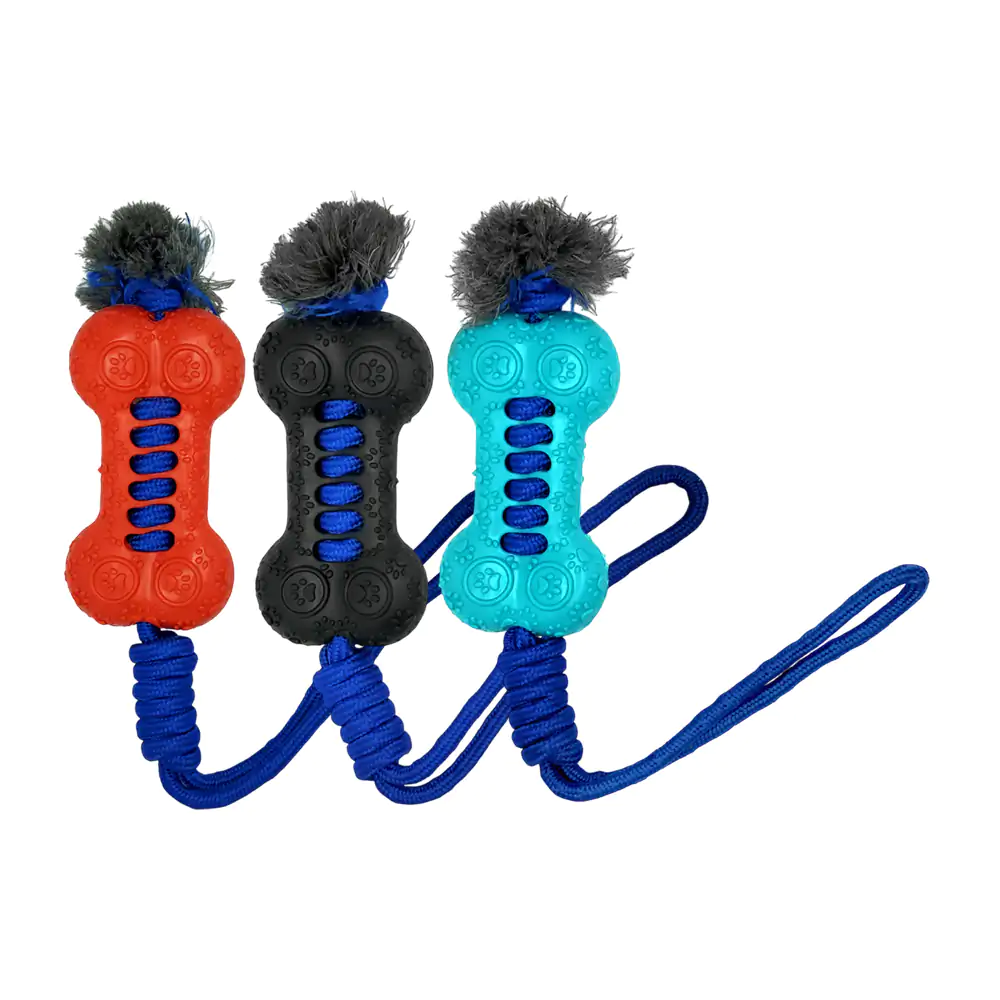 Juguete mordedera para mascota con forma de hueso + agarradera de cue…