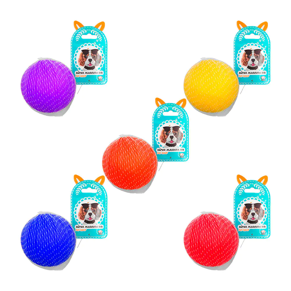 Pelota para mascota de goma rígida color liso, 7cm / 73334