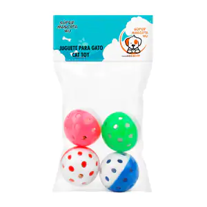 Paquete con 4 esferas bicolor para mascota de plástico con pequeños o…