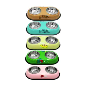 Plato para mascotas de doble compartimento con estampado kawaii, vari…
