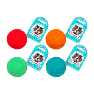 Juguete chillón para mascota en forma de pelota con relieve de rayas,…