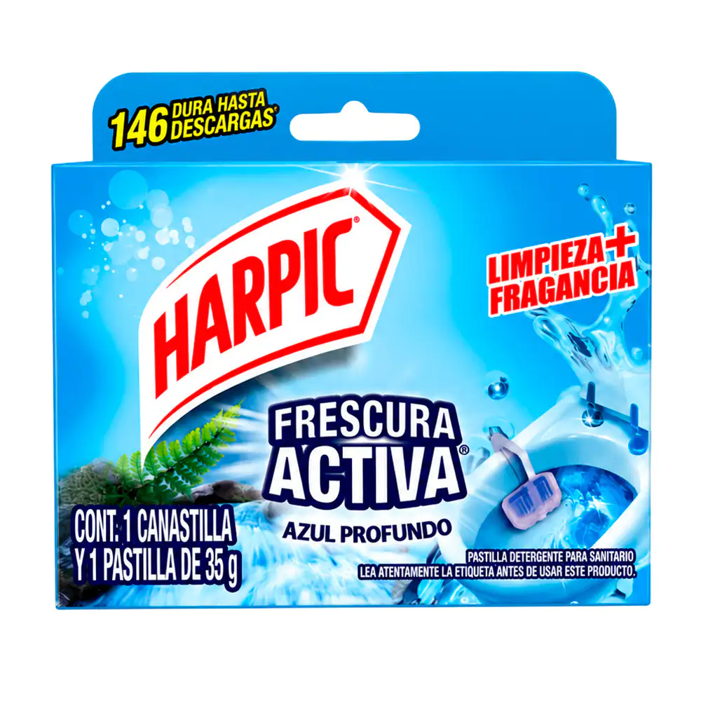 1pz pastilla harpic para sanitario con aroma a azul profundo, 35g / 7…