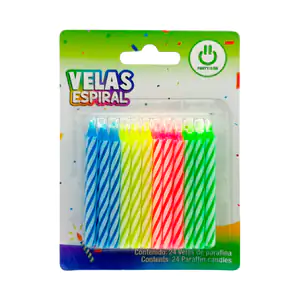Blíster de 24 mini velas para pastel con 4 tonos diferentes y estampa…