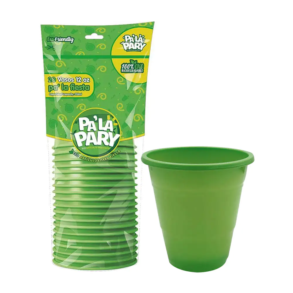 Paquete con 20 vasos de plástico, 20oz - 355ml para fiesta en tono verde kiwi / 788256