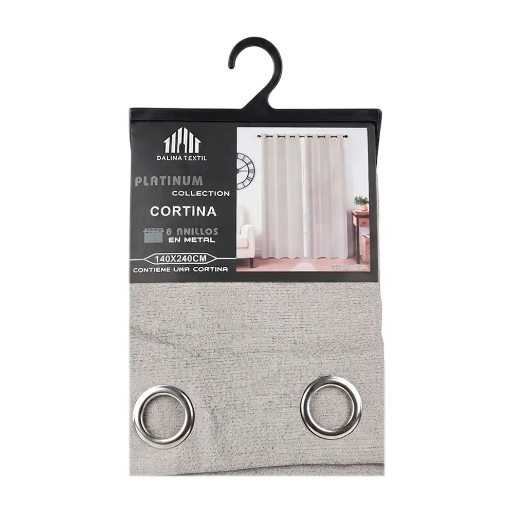 Cortina de tela blackout color gris con diseño liso, 140x240cm / 8310…