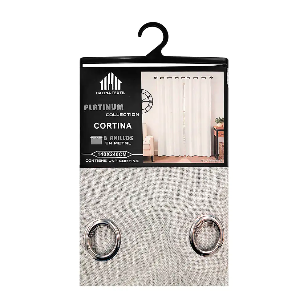 Cortina de tela gruesa color blanco grisáceo con diseño liso, 140x240…