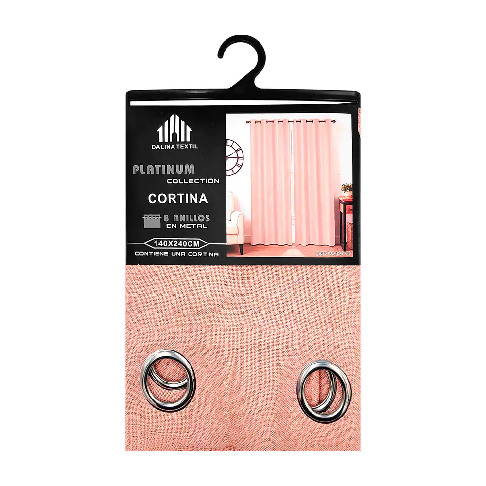 Cortina de tela gruesa color rosa salmón con diseño liso, 140x240cm /…