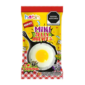 1pza sobre gomita hubin jelly huevito sabor durazno con polvito trona…