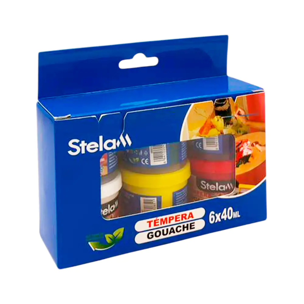 Paquete con 6 pinturas témpera de 40ml para uso escolar, variedad de …
